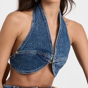 CULT GAIA Women's Diem Halter Crop Indigo Top M NWT